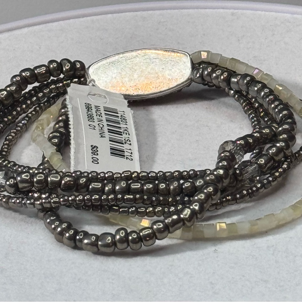 J Jill Hematite Marquisite Beaded Stretch Statement Bracelet - Picture 9 of 9